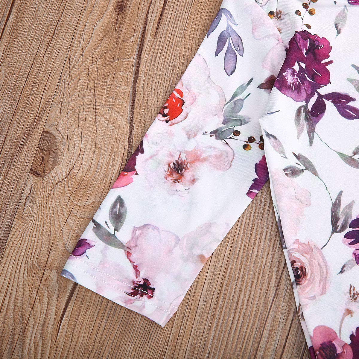 Infant Newborn Baby Girls Floral Sleep Gown Headband Sleepwear Romper Sleeping Bags Outfits (Floral&Purple, 0-3 Months)