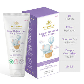 Areoveda Deep Moisturising Baby Cream (100Gm) | 72Hrs Hydration | Suitable For BabyS Dry Skin | With Shea Butter & Saffron Extr