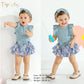 Tiny Cutey Baby Girl Clothes Infant Summer Outfits Set Ruffle Sleeve Romper And Floral Shorts With Headband (Blue Romper And Ruf