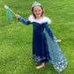 Knemmy Princess Costume For Girls Halloween Dress Snow Cosplay Christmas Birthday Party Dress Up Outfit Blue