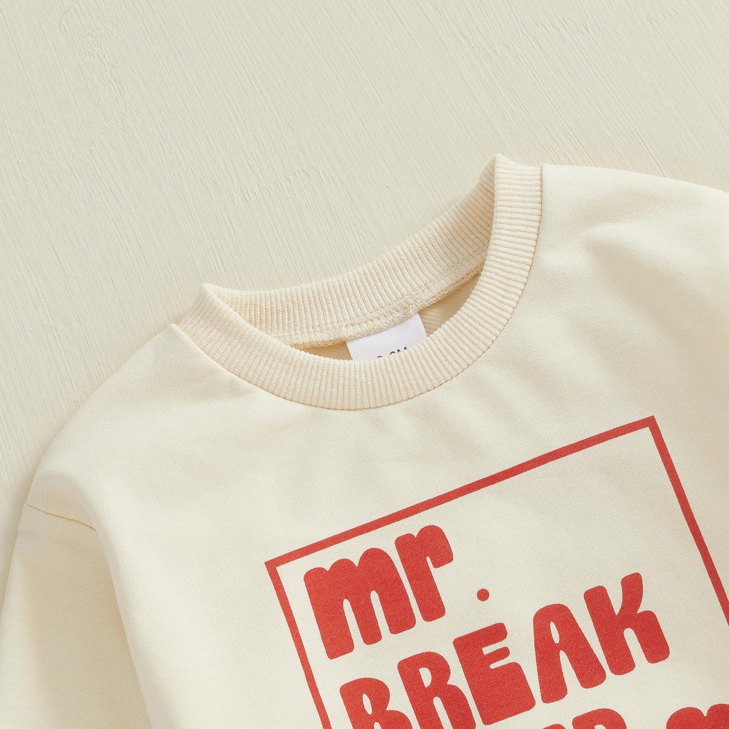 Baby Boy Fall Clothes Set Long Sleeve Letter Print Sweatshirt Pants Valentines Day Outfits 6 12 18 24 Months 2T (Khaki, 6-12 Mon