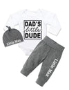 Baby Boy Clothes 3-6 Months Clothes Set Dad Little Dude Long Sleeve Romper Soft Cotton Pant Hat Infant Boy Clothes