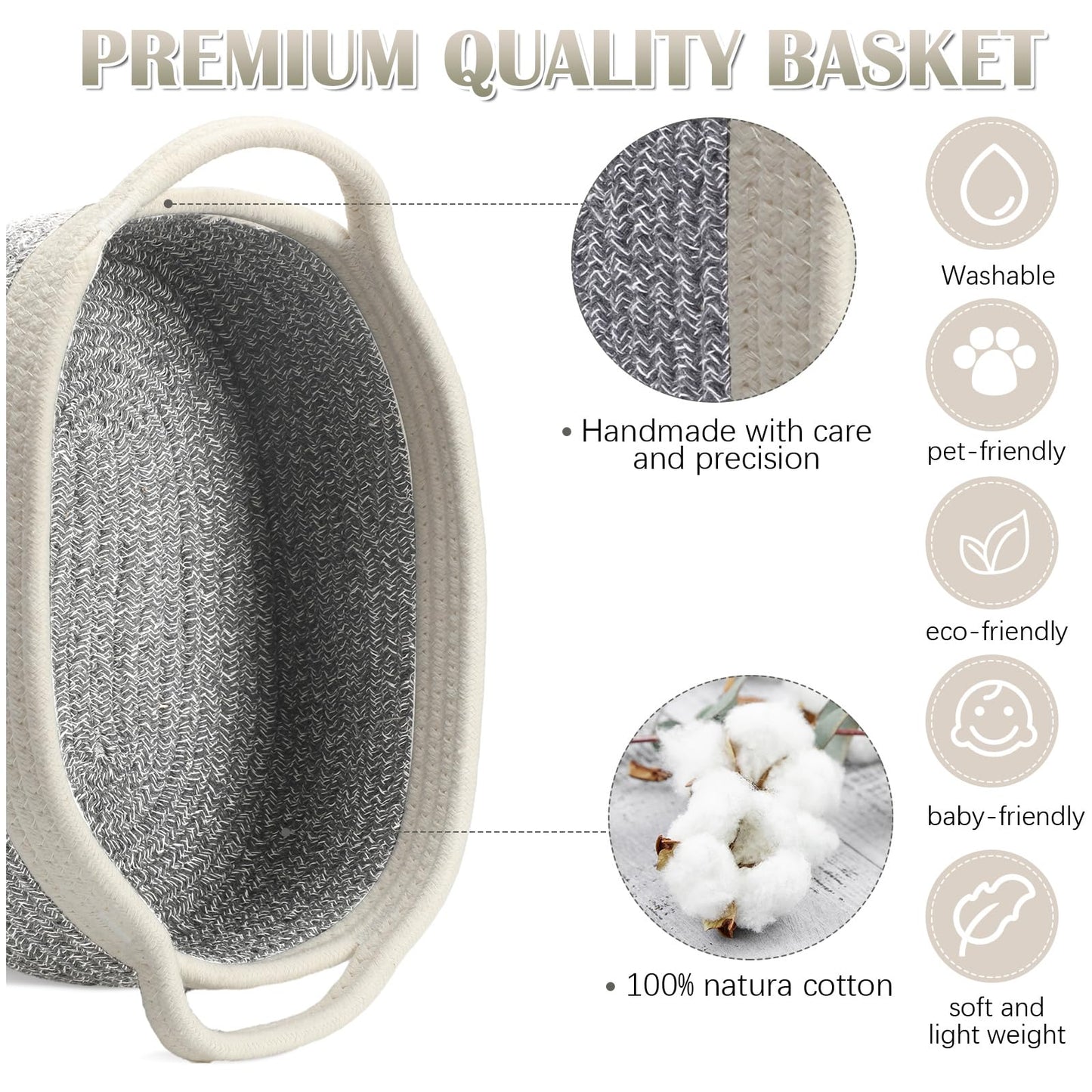 Suttmin 6 Pcs Small Woven Basket 12 X 8 X 5' Cotton Rope Storage Basket Empty Gift Basket Decorative Dog Cat Toy Basket Cute Ov
