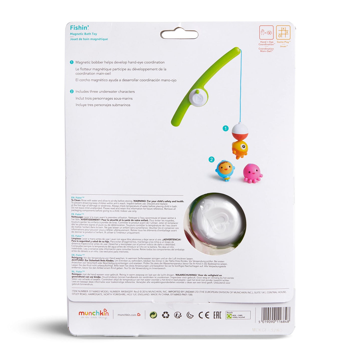 Munchkin Fishin Magnetic Baby and Toddler Bath Toy, 4pc Set