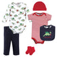 Hudson Baby Baby Cotton Layette Set, Christmasaurus, 6-9 Months