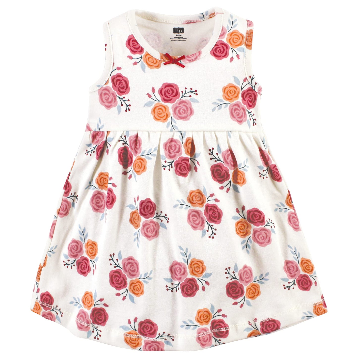 Hudson Baby Baby Girls' Cotton Dress And Cardigan Set, Autumn Rose, 3-6 Months
