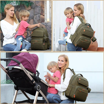 Diaper Bag Backpack, Babbleroo Unisex Bags With Changing Pad, Pacifier Case & Stroller Straps, Multifunction Waterproof Travel B