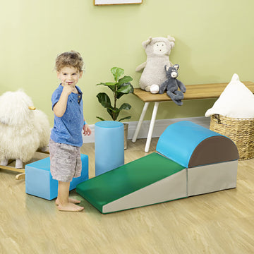 Soozier 5 Piece Climb And Crawl Activity Play Set, Baby Soft Play Set, Foam Climbing Blocks For Toddlers, Kids Preschooler Indoo
