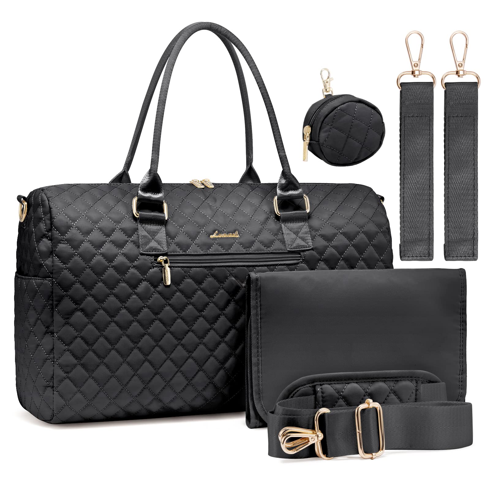 LOVEVOOK Diaper Bag Tote with Pacifier Case and Changing Pad, Large Capacity Mommy Bag for Hospital and Weekender Travel, Functi