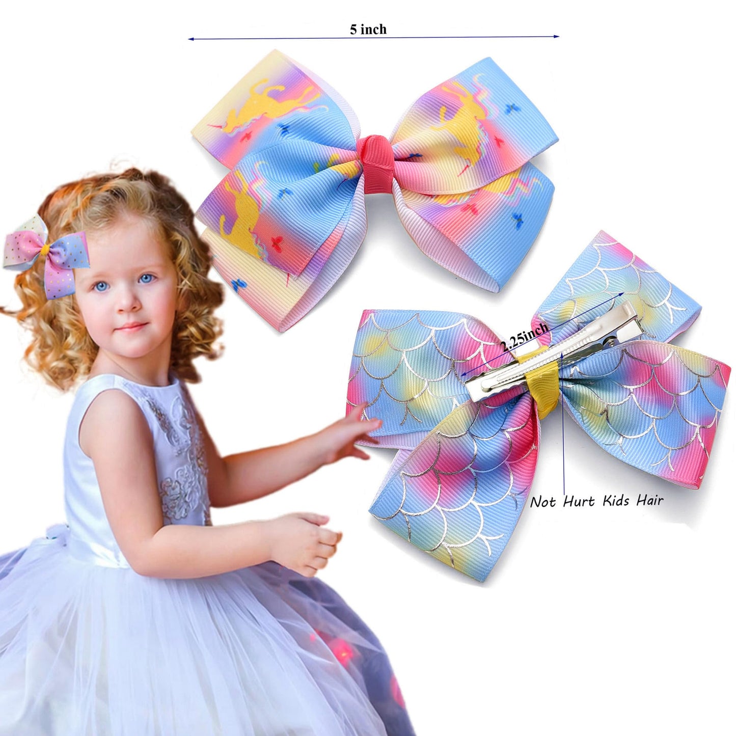 Eyegla Hair Bows For Girls 5 Inch Bow Hair Clips Girl Hair Bows For Hair Grosgrain Ribbon Hair Accessories Pack Of 18 Color