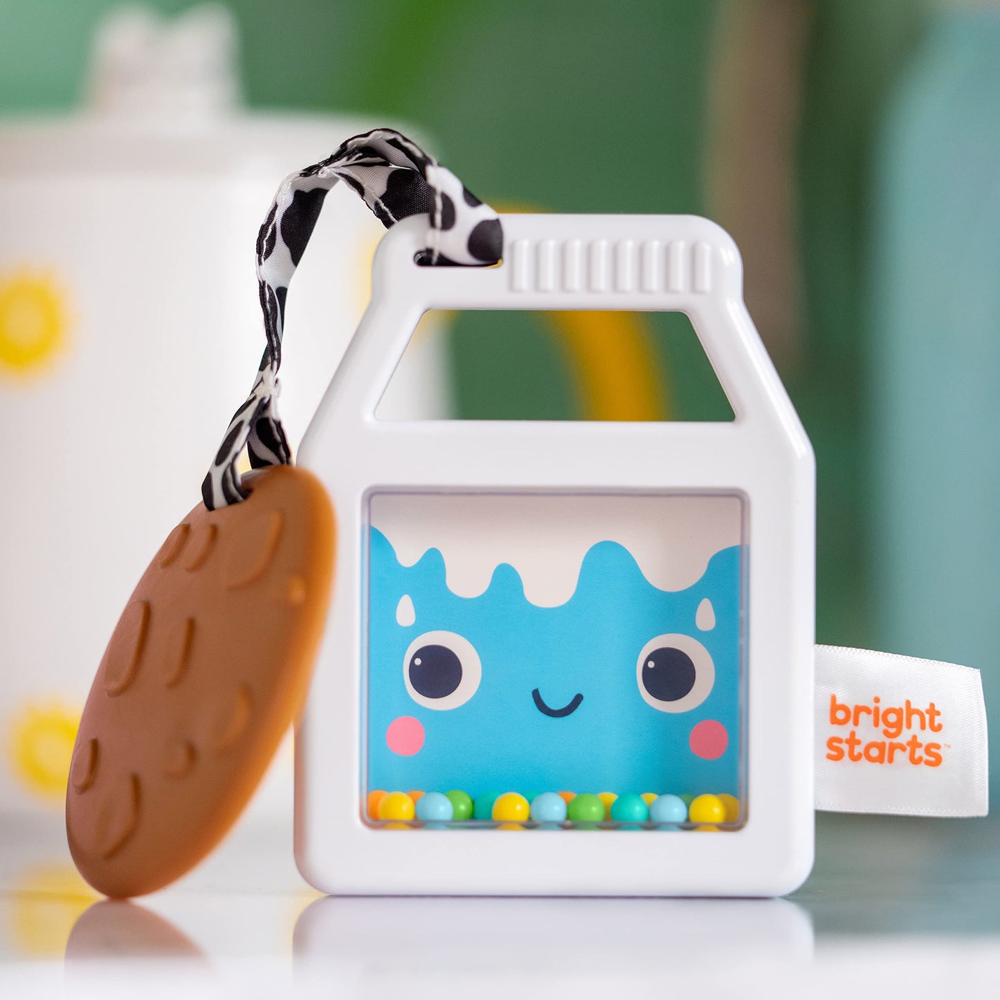 Bright Starts Cookies & Teethe 2-in-1 Rattle and Teether Activity Toy, Soothe Sore Gums, Entertain Baby with Rattle Toy, Unisex,