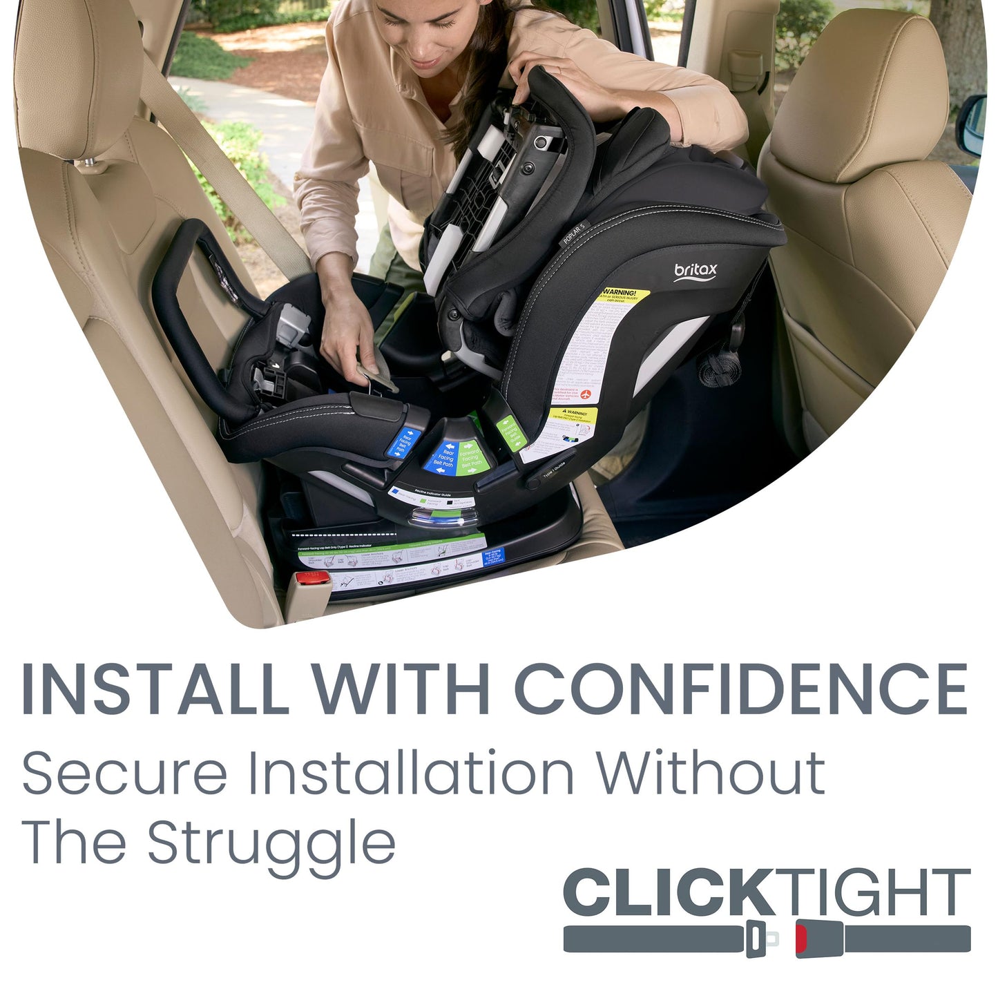 Britax Poplar S Convertible Car Seat, 2-In-1 Car Seat With Slim 17-Inch Design, Clicktight Technology, Onyx