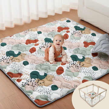 Blissful Diary Baby Play Mats For Floor, 59X59 Inch Thicker Foam Playmats For Babies And Toddlers, Soft Cushioning Baby Playpen