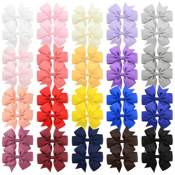 Choicbaby Hair Bows For Girls, 40Pcs 3' Grosgrain Ribbon Pinwheel Hair Bows For Toddler Baby Girls Hair Accessories