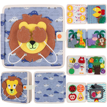 KIDS KING Montessori Busy Board for Toddlers 1-3, Soft Activity Book for Fine Motor Skills, Counting, Cognition, Sorting Matchin