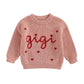 Toddler Baby Girl Boys Valentines Day Outifts Knit Sweater Long Sleeve Letter Love Heart Embroidery Pullover (Pink-Girl, 0-3 Mo
