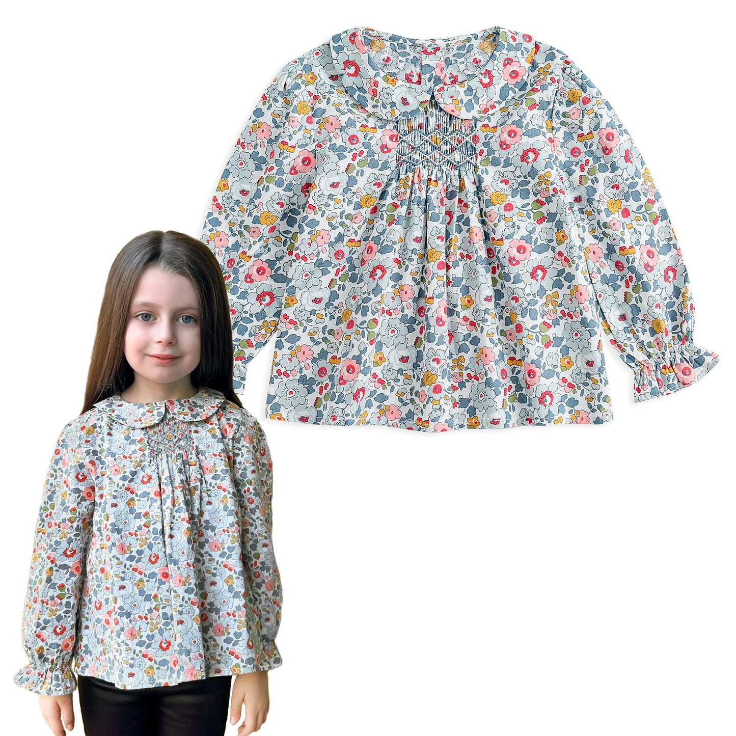 Curipeer Baby Girls Floral Blouse Casual Toddler Cotton Long Sleeve Tops Shirt For Spring 2-3T