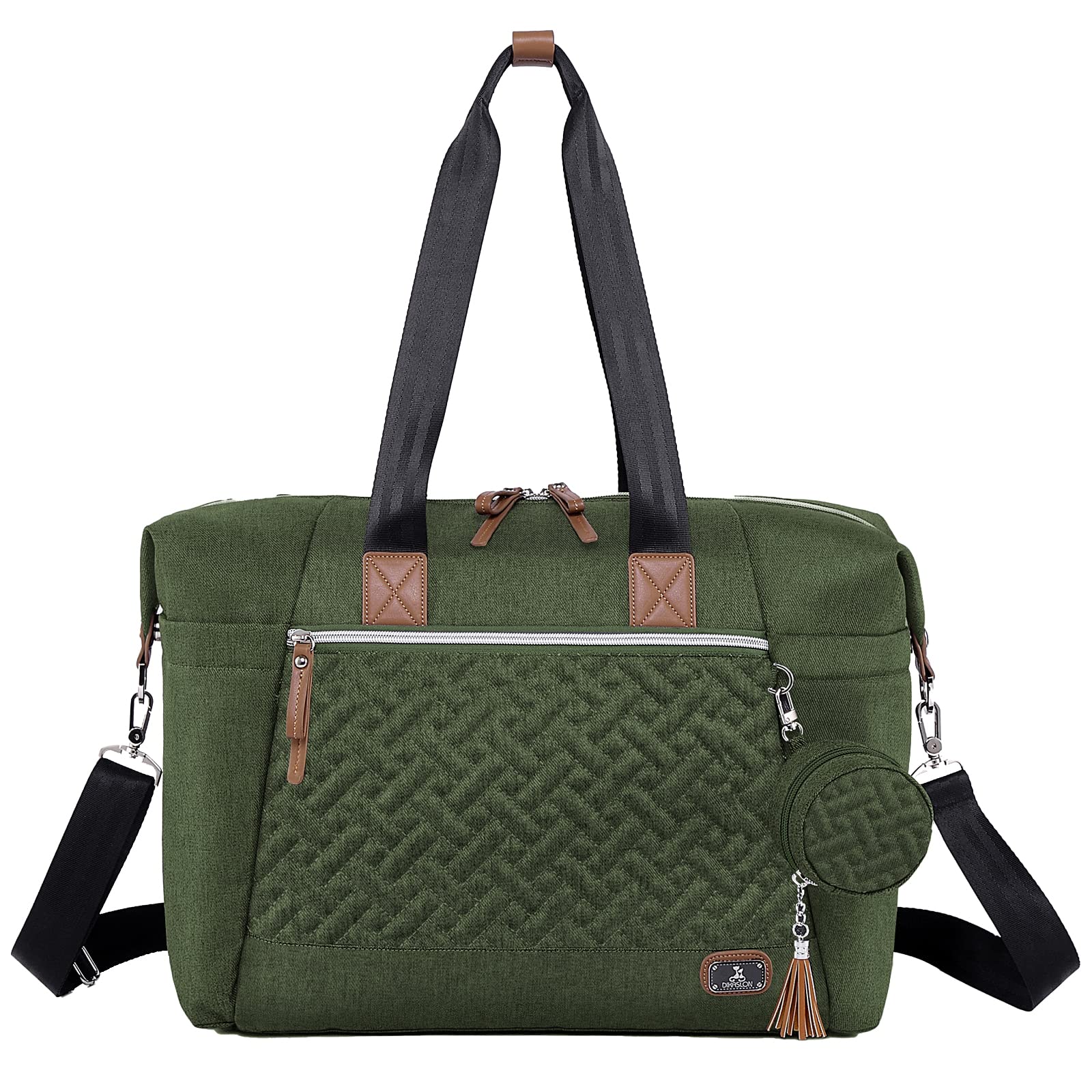 Dikaslon Diaper Bag Tote, Large Travel diaper tote for Mom and Dad, Multifunction baby tote bag for Boys and Girls with Pacifier