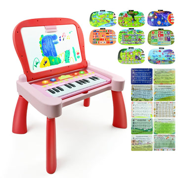 Toys for 3+ Year Old Girls: Love&Mini 3 in 1 Activity Table Toddler Toys with 24 Keys Musical Piano Toys, 8-Sided Touch Learn Ca