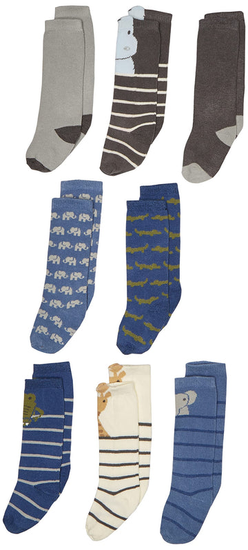 Hudson Baby Baby Girls Knee High Socks, 8 Pack Casual Socks, Safari Boy, 0-6 Months Us