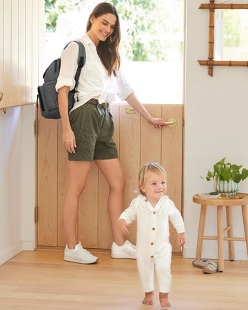 Skip Hop Diaper Bag Backpack: Forma, Multi-Function Baby Travel Bag With Changing Pad & Stroller Attachment, Grey