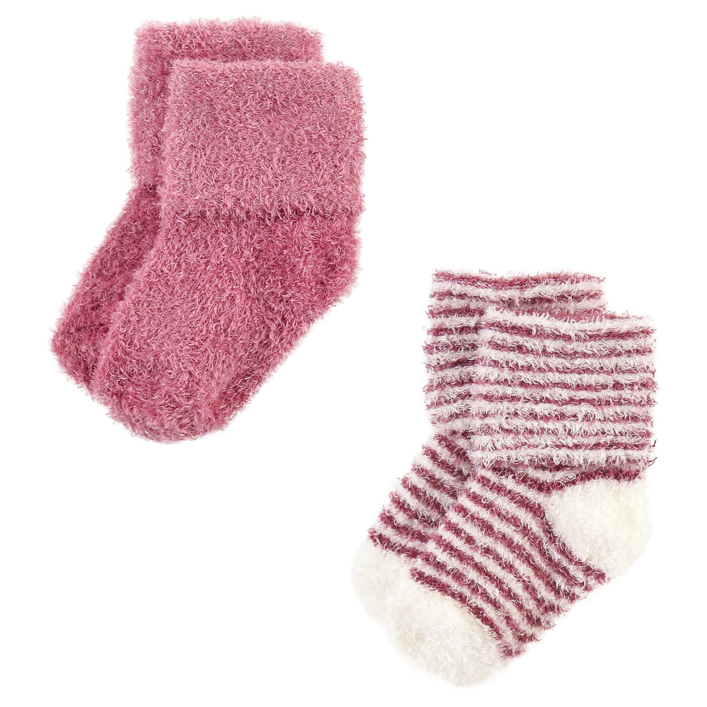 Hudson Baby Unisex Baby Cotton Rich Newborn And Terry Socks, Blush Pink Stripe, 0-6 Months