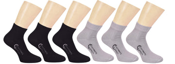 Footprints Organic Cotton Bamboo Ankle Casual Socks  Unisex Pack Of 6 Pairs  3 Black 3 Grey