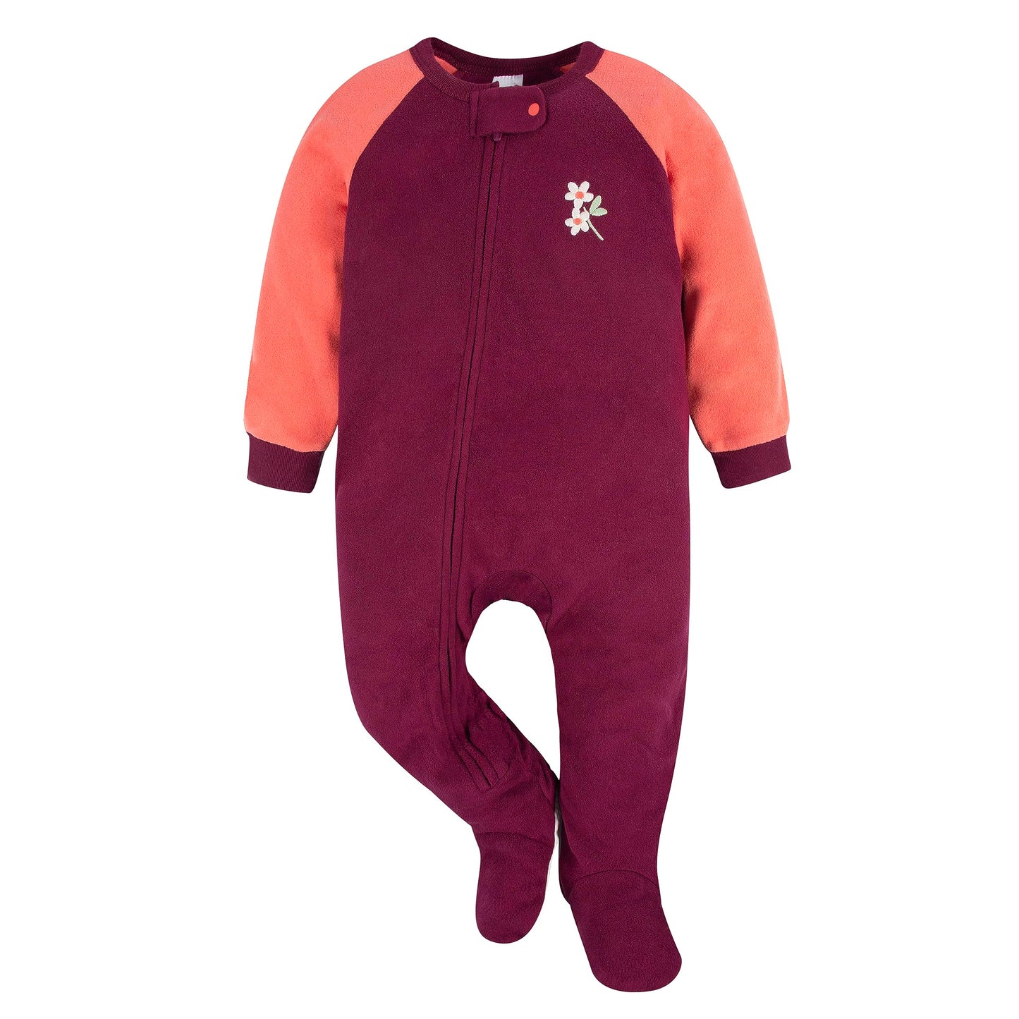 Gerber Baby Girls Flame Resistant Fleece Footed Pajamas 2-Pack, Purple Flower Toss, 6-9 Months