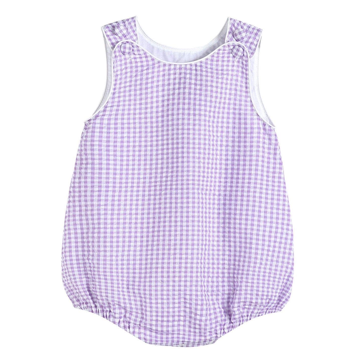 Lil Cactus Baby Boys And Girls Purple Gingham Bubble Romper, 12-18 Months