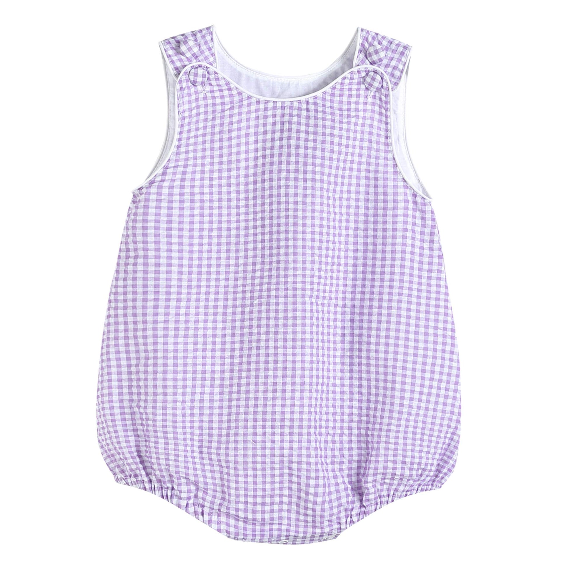 Lil Cactus Baby Boys And Girls Purple Gingham Bubble Romper, 12-18 Months