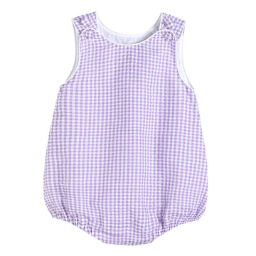 Lil Cactus Baby Boys And Girls Purple Gingham Bubble Romper, 12-18 Months