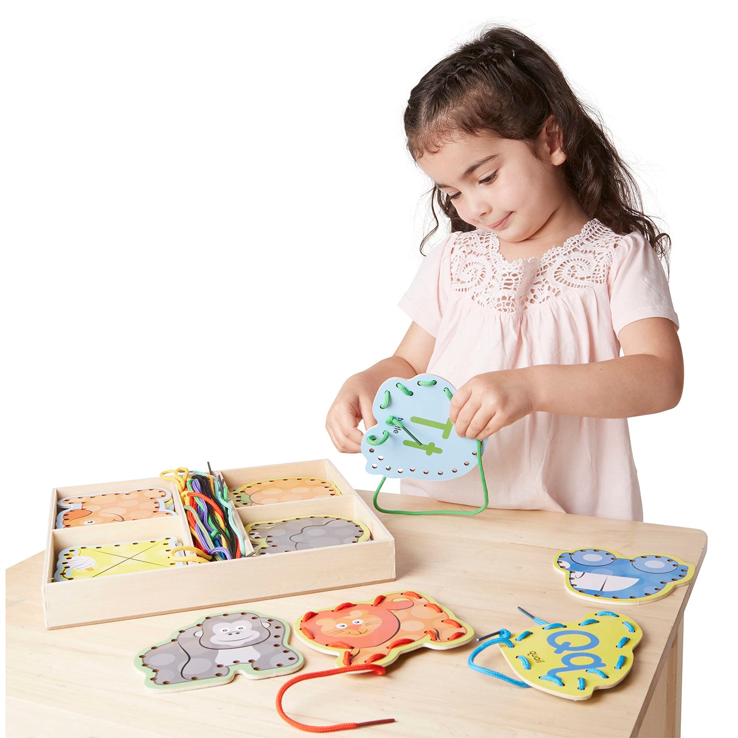 Melissa & Doug Alphabet Wooden Lacing Cards With Double-Sided Panels and Matching Laces - Lacing Toys For Toddlers, Fine Motor S