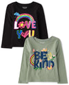 The Children'S Place Baby-Girls And Toddler Assorted Everyday Long Sleeve Graphic T-Shirts,Multipacks Be Kind/I Love You 2-Pack