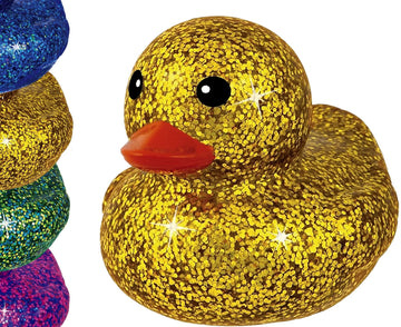 Glitter Rubber Ducks Metallic Colors 3 (1 Unit Assorted) Rubber Duckies Fidget Toy for Kids, Sensory Play, Stress Relief, Stocki