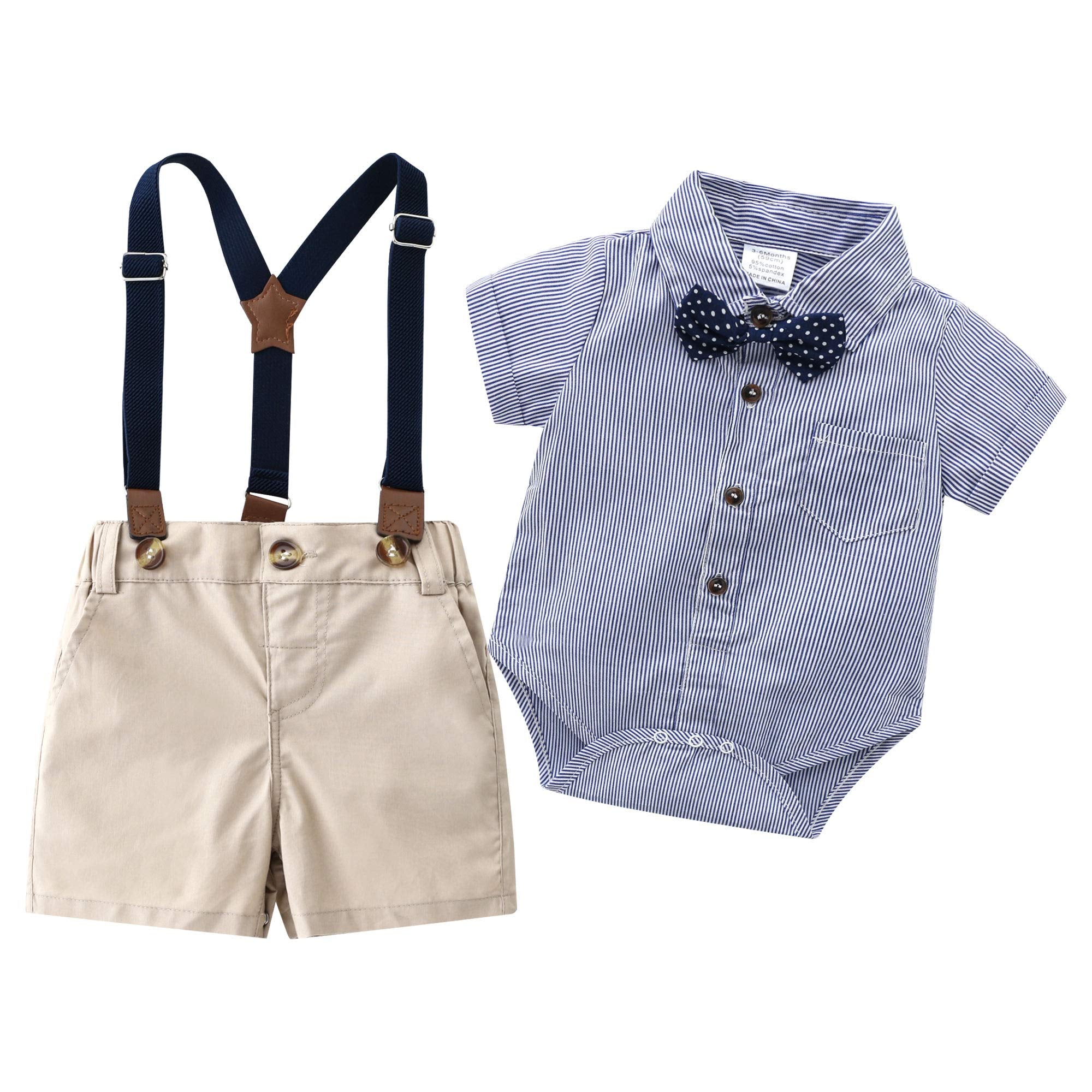 Baby Boys Gentleman Outfits Suits, Infant Short Sleeve Shirt+Bib Pants – Cutebab WBBAPB08CVCS2R5