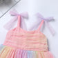 Baby Girls Sequin Rainbow Tutu Dress Summer Sleeveless Tulle Princess Birthday Party Dresses Toddler Little Girl First Communion