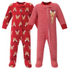 Hudson Baby Unisex Baby Fleece Sleep And Play, Red Reindeer, 6-9 Months Us