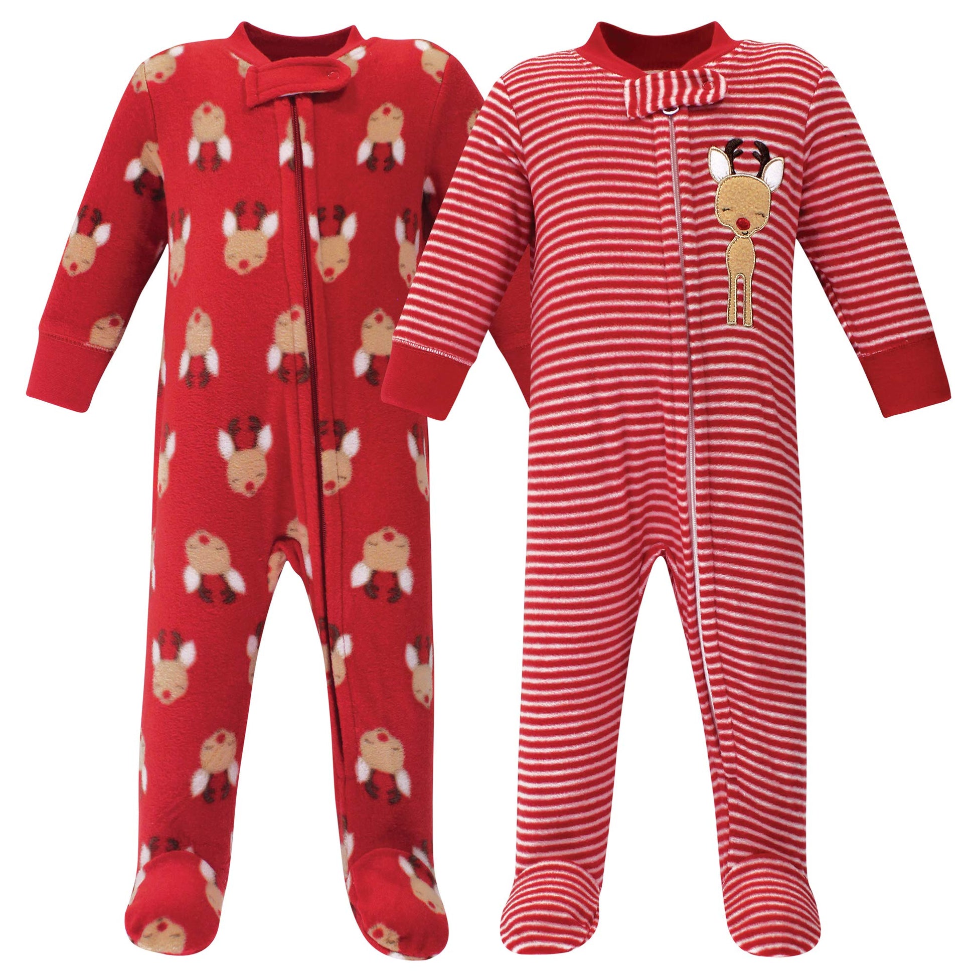 Hudson Baby Unisex Baby Fleece Sleep And Play, Red Reindeer, 6-9 Months Us