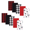 Hudson Baby Unisex Baby Cotton Flannel Burp Cloths, Buffalo Plaid Bear, One Size
