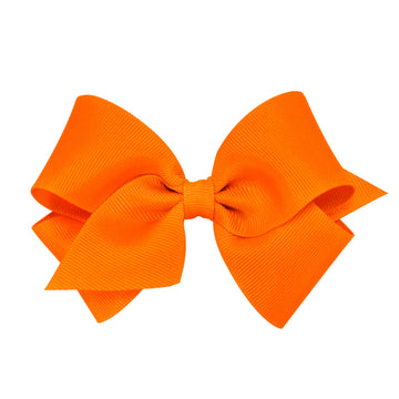Wee Ones Girls' Classic Grosgrain Hair Bow On A Weestay Clip With Plain Wrap, Small, Orange