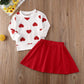 Toddler Girl Valentines Day Outfit Love Heart Sweatshirt Long Sleeve Shirts And Red Skirts Set Winter Spring Clothes (Red Heart
