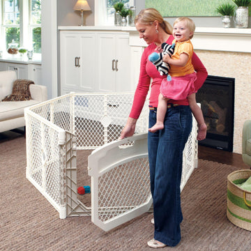 Toddleroo by North States - Superyard Ultimate Play Yard: Freestanding 6-Panel Baby Playpen with Door - Indoor or Outdoor Use - 