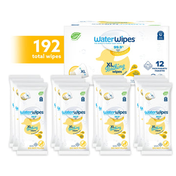 Waterwipes Plastic-Free Xl Bathing Wipes For Toddlers & Babies, 99.9% Water Based Wipes, Unscented & Hypoallergenic For Sensitiv