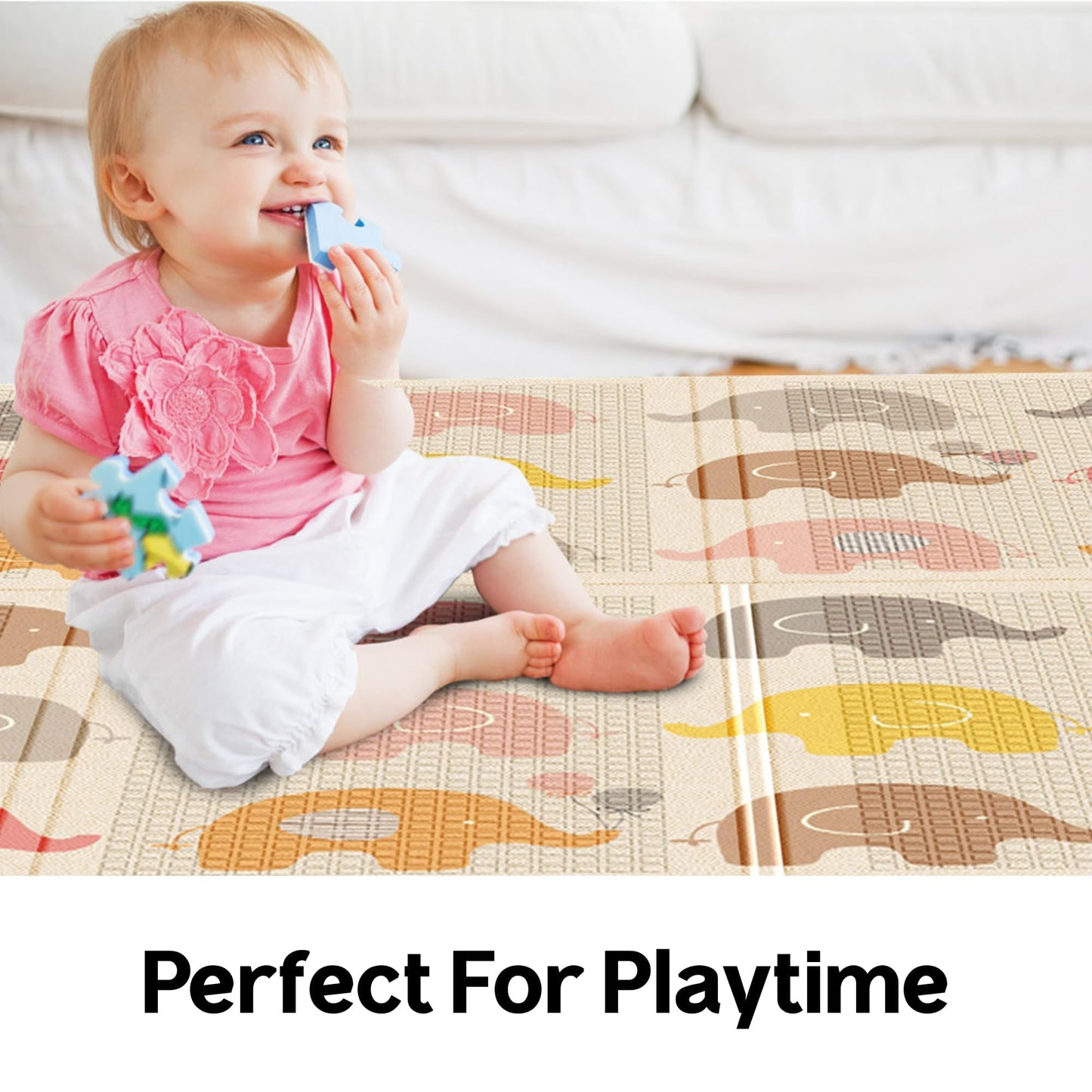 Parklon Folding Play Mat (78.7 X 55.1 X 0.4 Inch) (Little Elephant)
