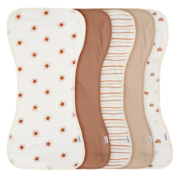 Gerber Baby Unisex Burp Cloths 5-Pack, Rust Tan, Size 10.5' X 21'