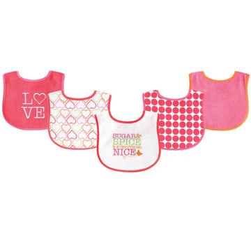 Luvable Friends Unisex Baby Cotton Terry Drooler Bibs With Peva Back, Sugar, One Size