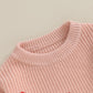 Baby Girl Valentines Day Outfit Love Heart Sweet Long Sleeve Sweater Tshirt Crewneck Tops Fall Winter Clothes (F-Pink, 9-12 Mont