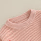 Baby Girl Valentines Day Outfit Love Heart Sweet Long Sleeve Sweater Tshirt Crewneck Tops Fall Winter Clothes (F-Pink, 2-3 Years