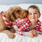 Honestbaby Baby-Organic Cotton Holiday Family Jammies, Painted Buffalo Check Red, Women'S 2-Piece Pajama Set Small