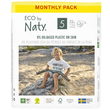 Eco By Naty Baby Diapers - Plant-Based Eco-Friendly Diapers, Great For Baby Sensitive Skin And Helps Prevent Leaking (Size 5, 13